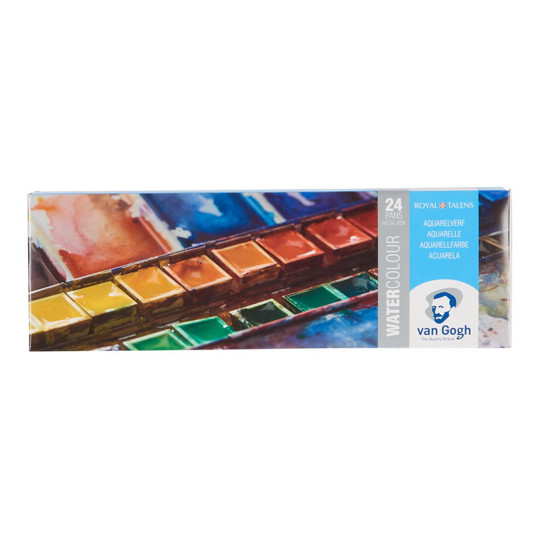 ヴァンゴッホ 固形水彩絵具 ハーフパン 24色セット(メタルケース
