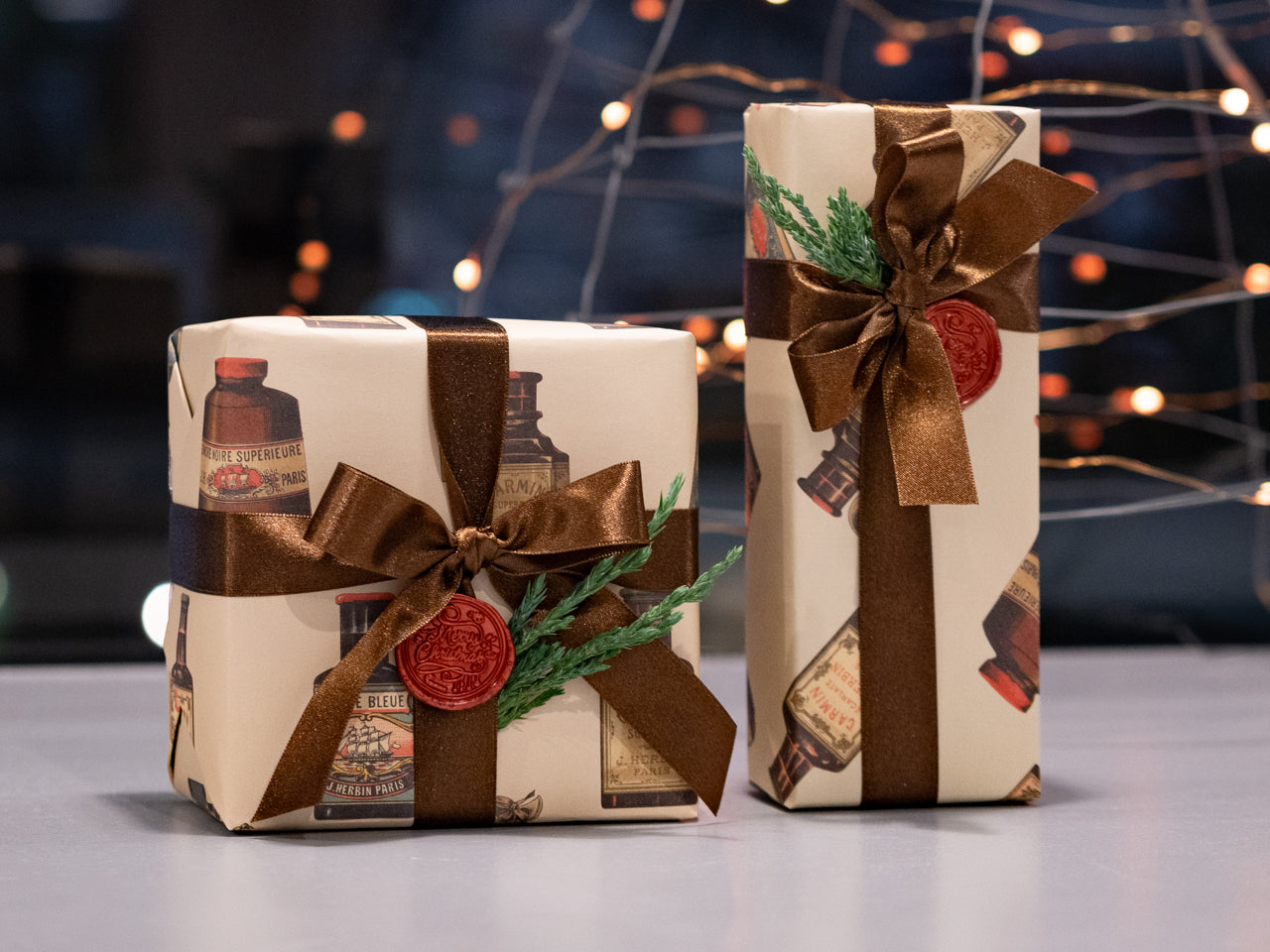 クリスマスラッピング【柄ベージュ】