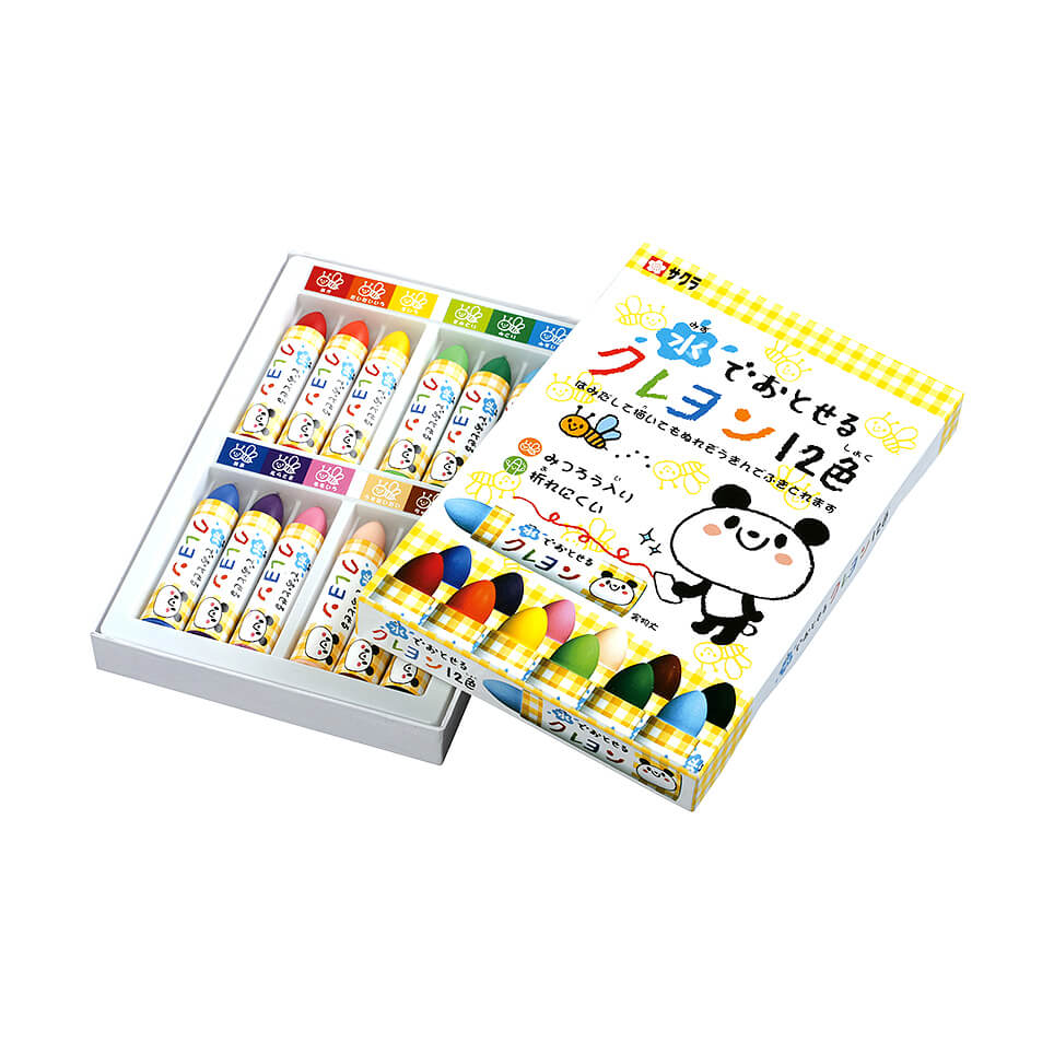 サクラクレパス 水でおとせるクレヨン 12色