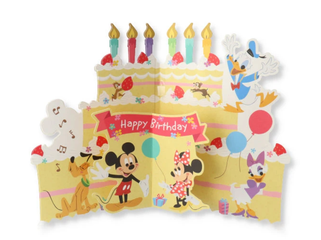 オルゴールカード 誕生お祝い ディズニー ミッキーマウス&ミニーマウス ダイカットケーキ2