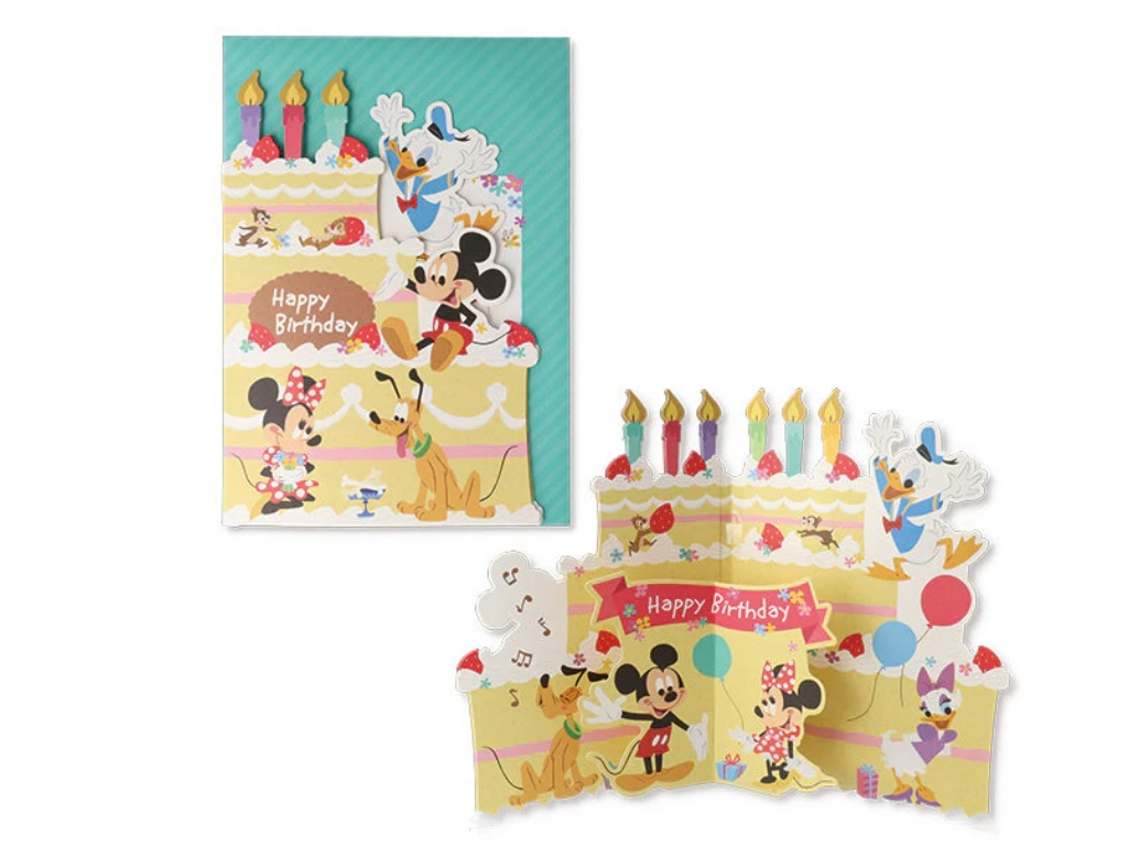 オルゴールカード 誕生お祝い ディズニー ミッキーマウス&ミニーマウス ダイカットケーキ2