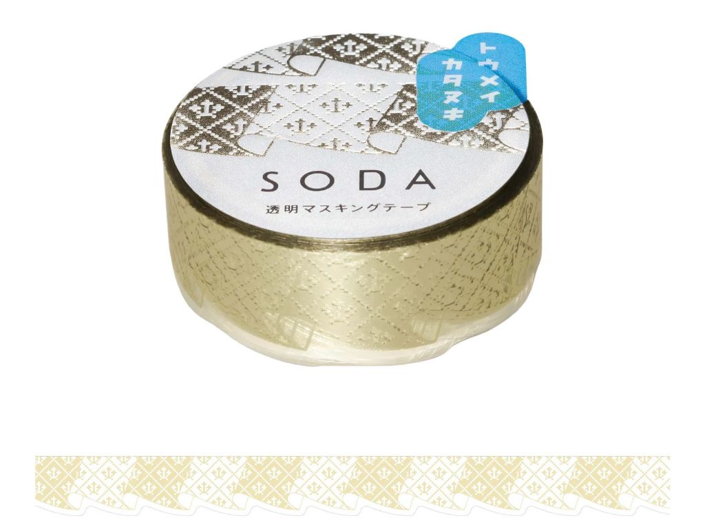SODA 透明 マスキングテープ カーテン ホワイトゴールド箔×型抜き(15mm)