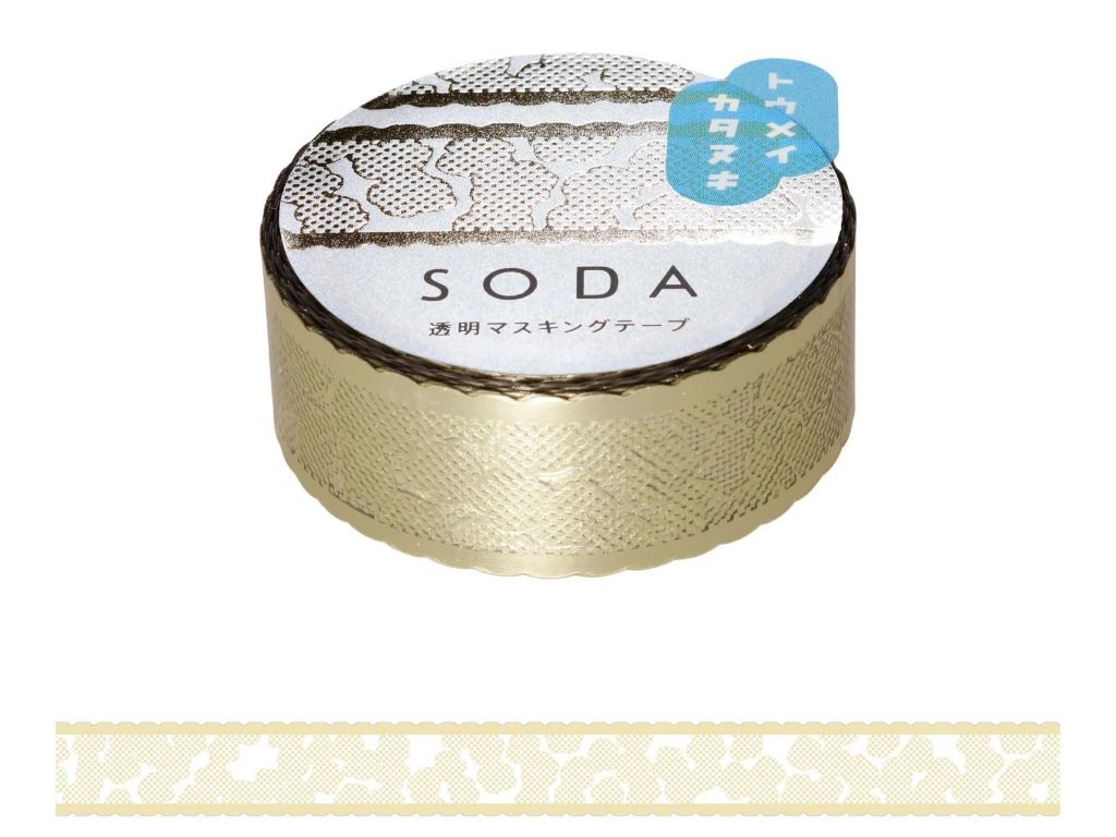 SODA 透明 マスキングテープ レースリボン ホワイトゴールド箔×型抜き(15mm)