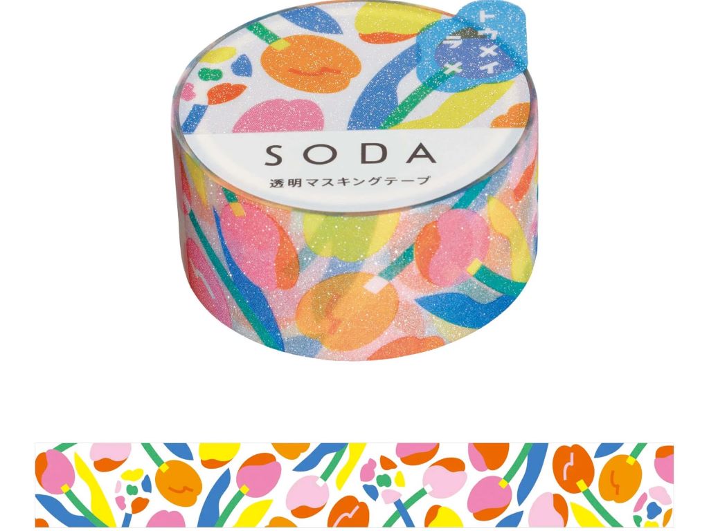 SODA 透明 マスキングテープ チューリップ ラメ(20mm)