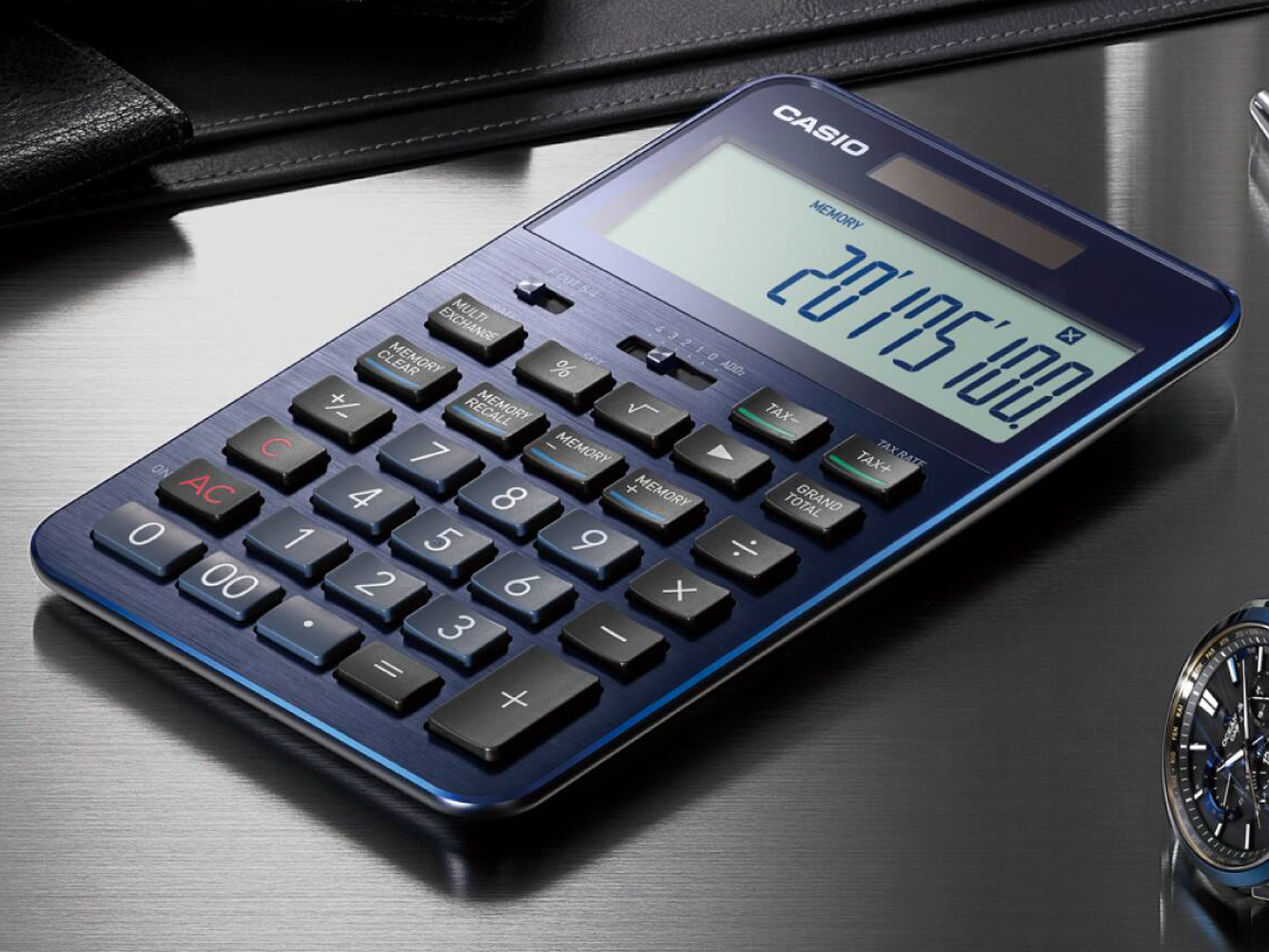 CASIO プレミアム電卓 S100X ネイビーブルー