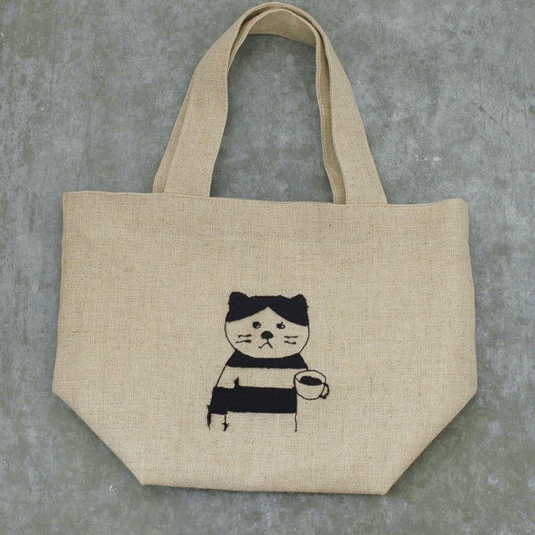 菅原しおん リネンの刺繍お弁当バッグ