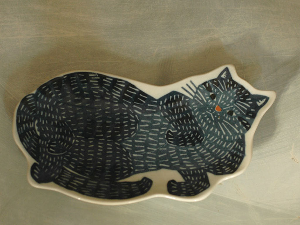 KATA KATA 印判手大皿 青猫