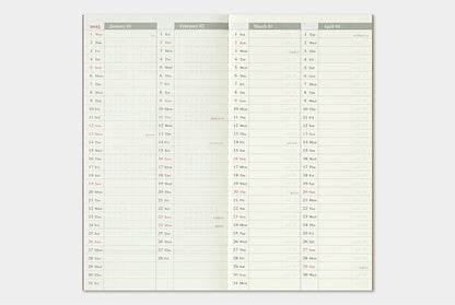 トラベラーズノート リフィル 2025 週間+メモ