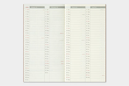 トラベラーズノート リフィル 2025 週間バーチカル