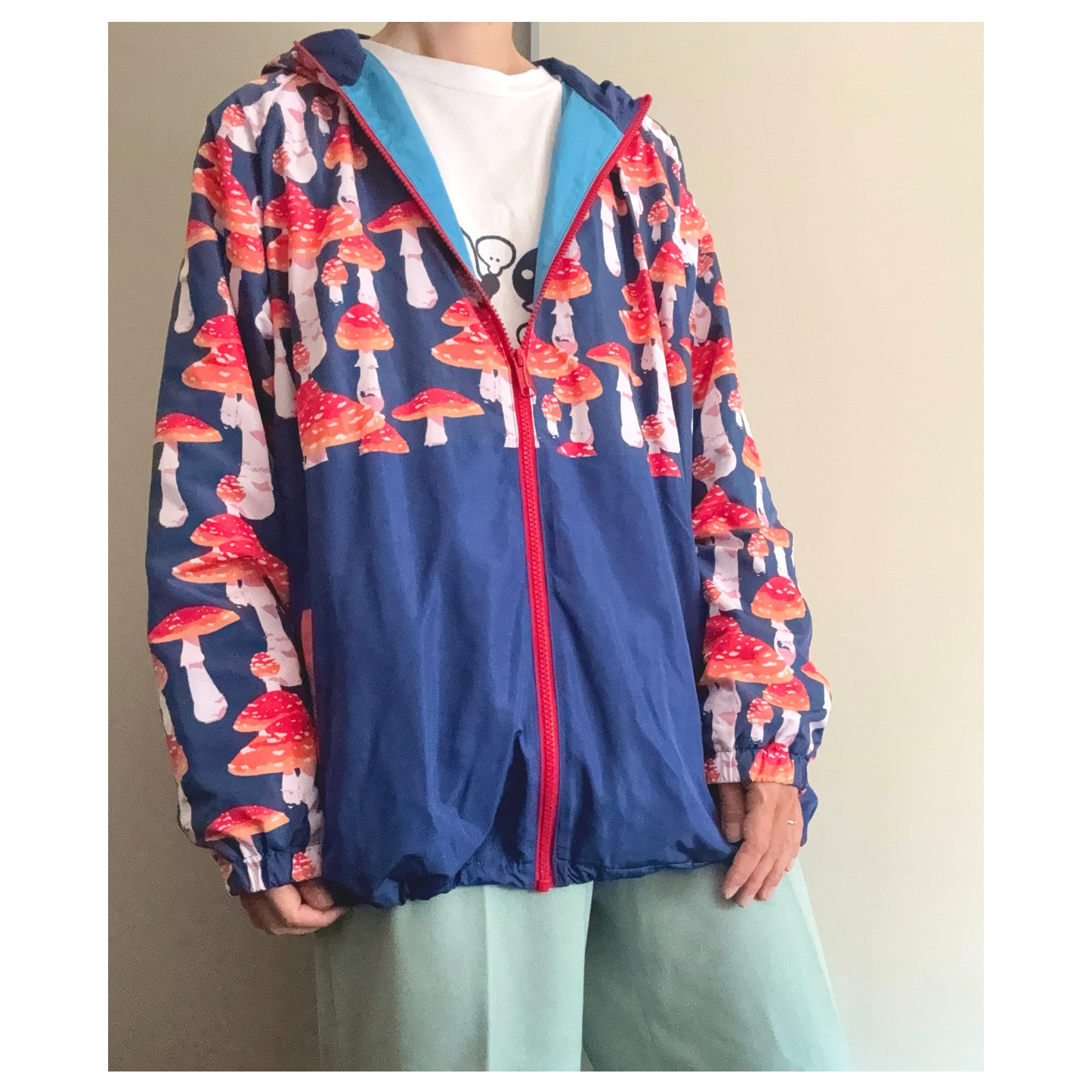 nocco ウィンドブレーカー 大人サイズ ベニテングダケ×紺