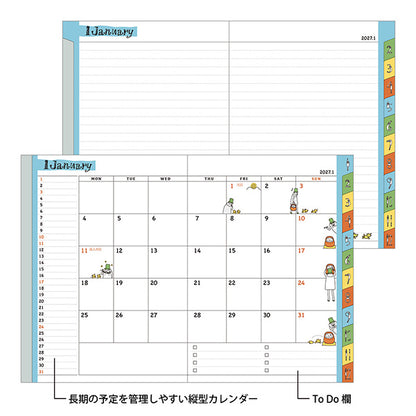 【2027年版】 1月始まり｜ポケットダイアリー〈A6〉 月間 オジサン柄