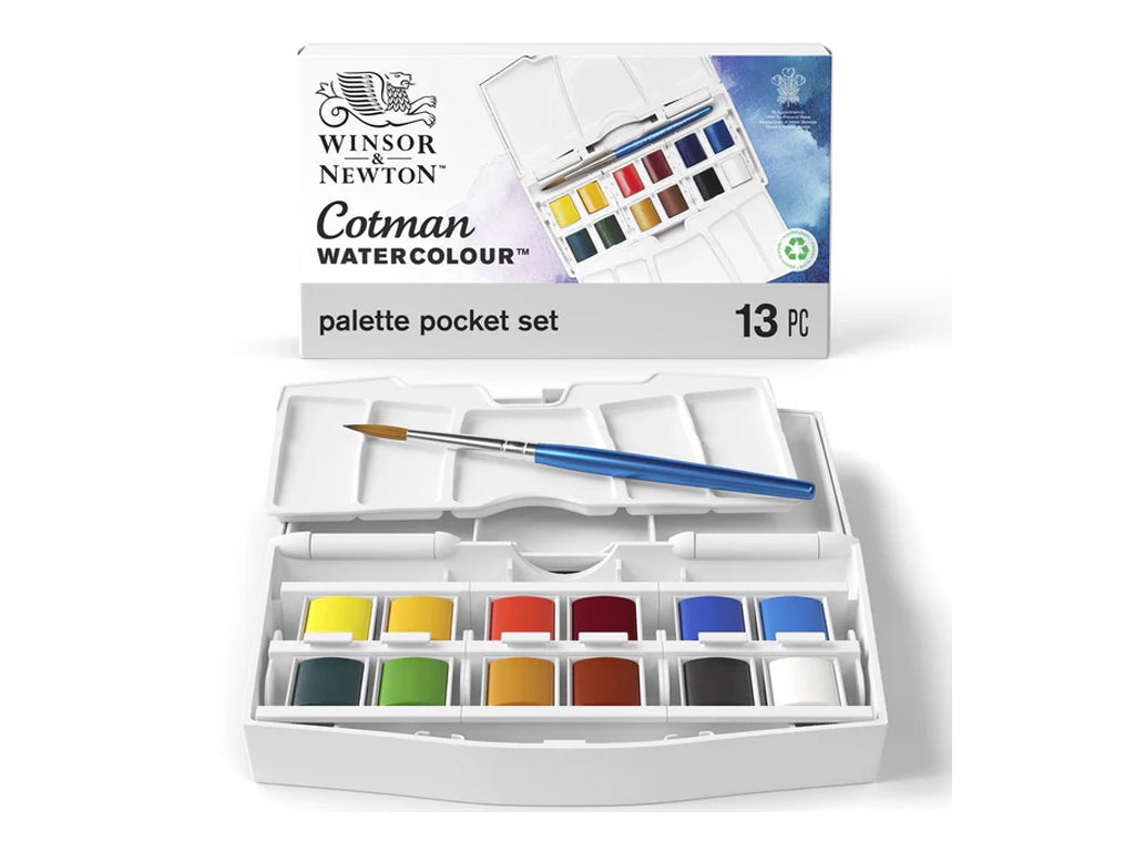 【サンプル付き】Winsor&Newton CWC ハーフパン 12色 パレットポケットセット