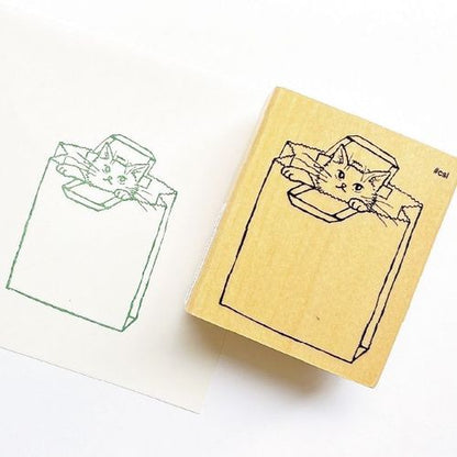 こどものかお　Nアイラブスタンプ 紙袋ネコ