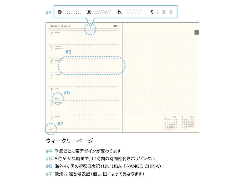 MATOKA　2025　B6ウィークリーダイアリー レフト　Point Vivanon【4月始まり】