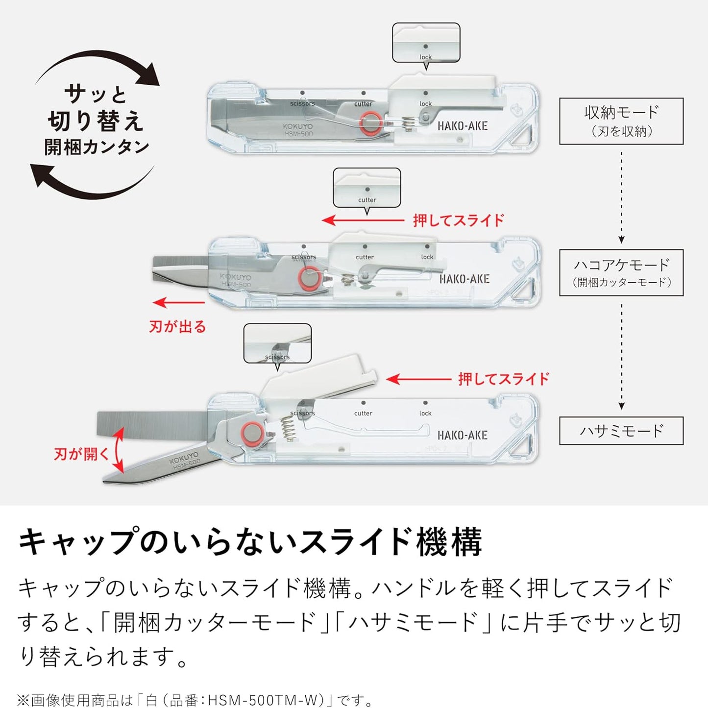 コクヨ 2way携帯ハサミ 〈ハコアケ〉 TRANSPARENT MECHANISM