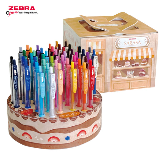 サラサクリップ48本 ケーキ型ペン立てセット