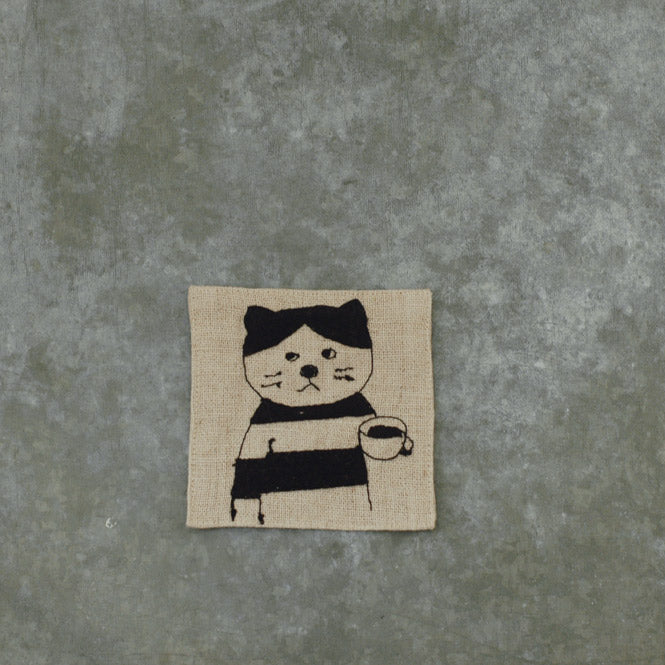 菅原しおん　リネンの刺繍コースター